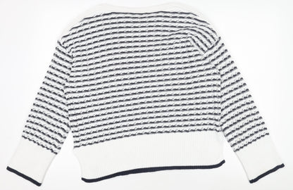 Crew Clothing Women’s White Navy Striped Cotton Jumper Size 12