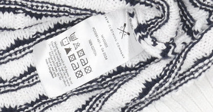 Crew Clothing Women’s White Navy Striped Cotton Jumper Size 12