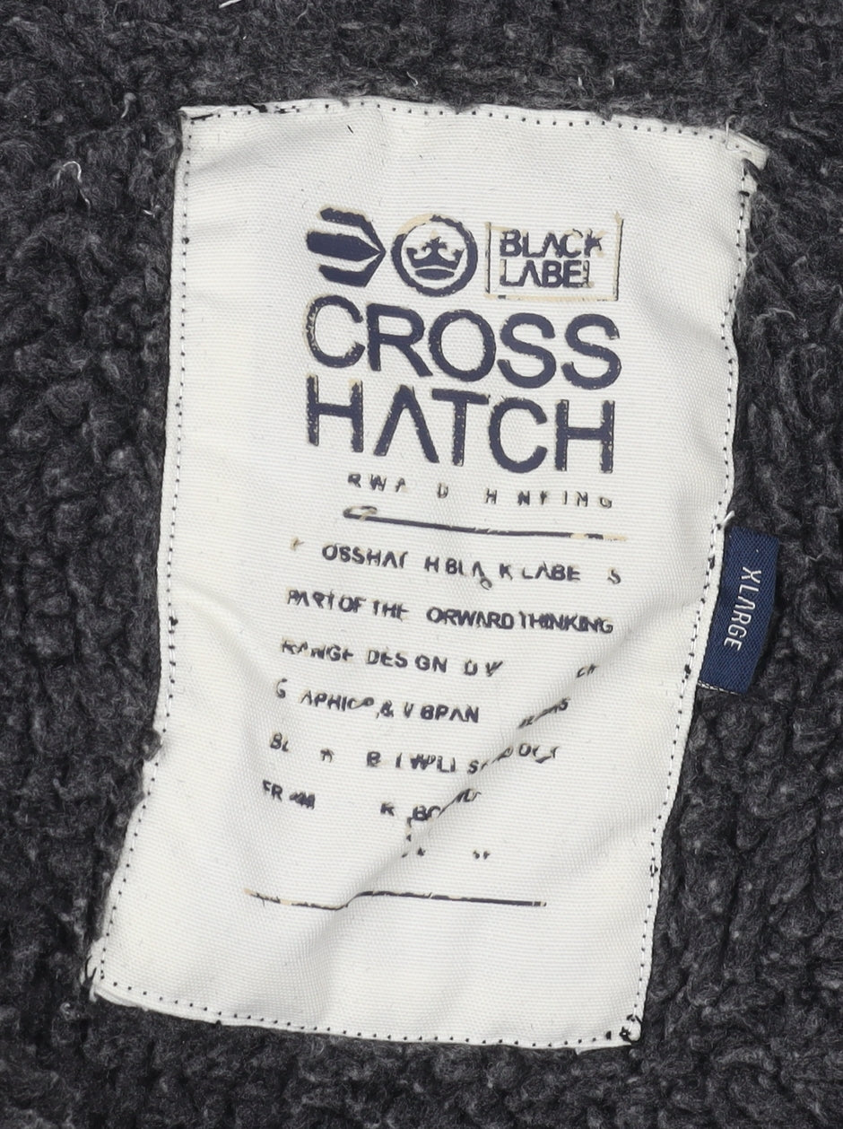 Crosshatch Men’s Black Hooded Full Zip Chunky Knit Jumper XL