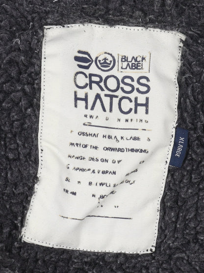 Crosshatch Men’s Black Hooded Full Zip Chunky Knit Jumper XL