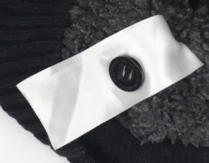 Crosshatch Men’s Black Hooded Full Zip Chunky Knit Jumper XL