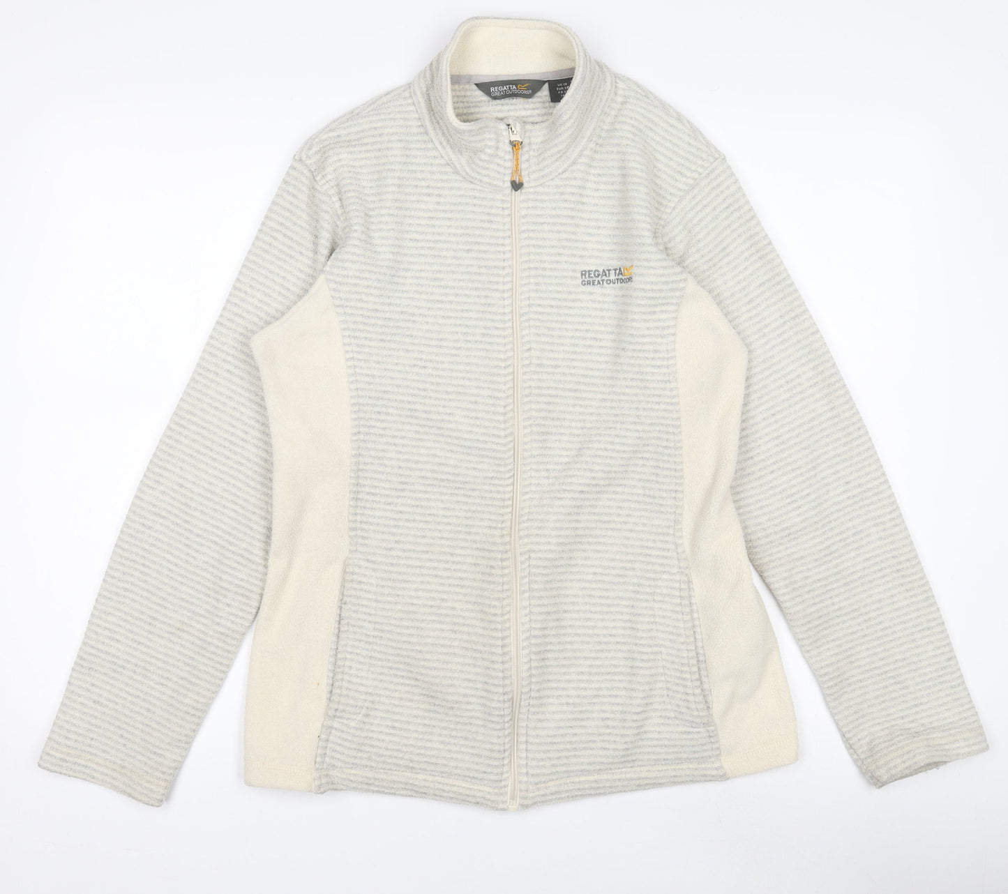 Regatta Womens Grey Striped Fleece Jacket UK10 Full Zip Outdoor Layer