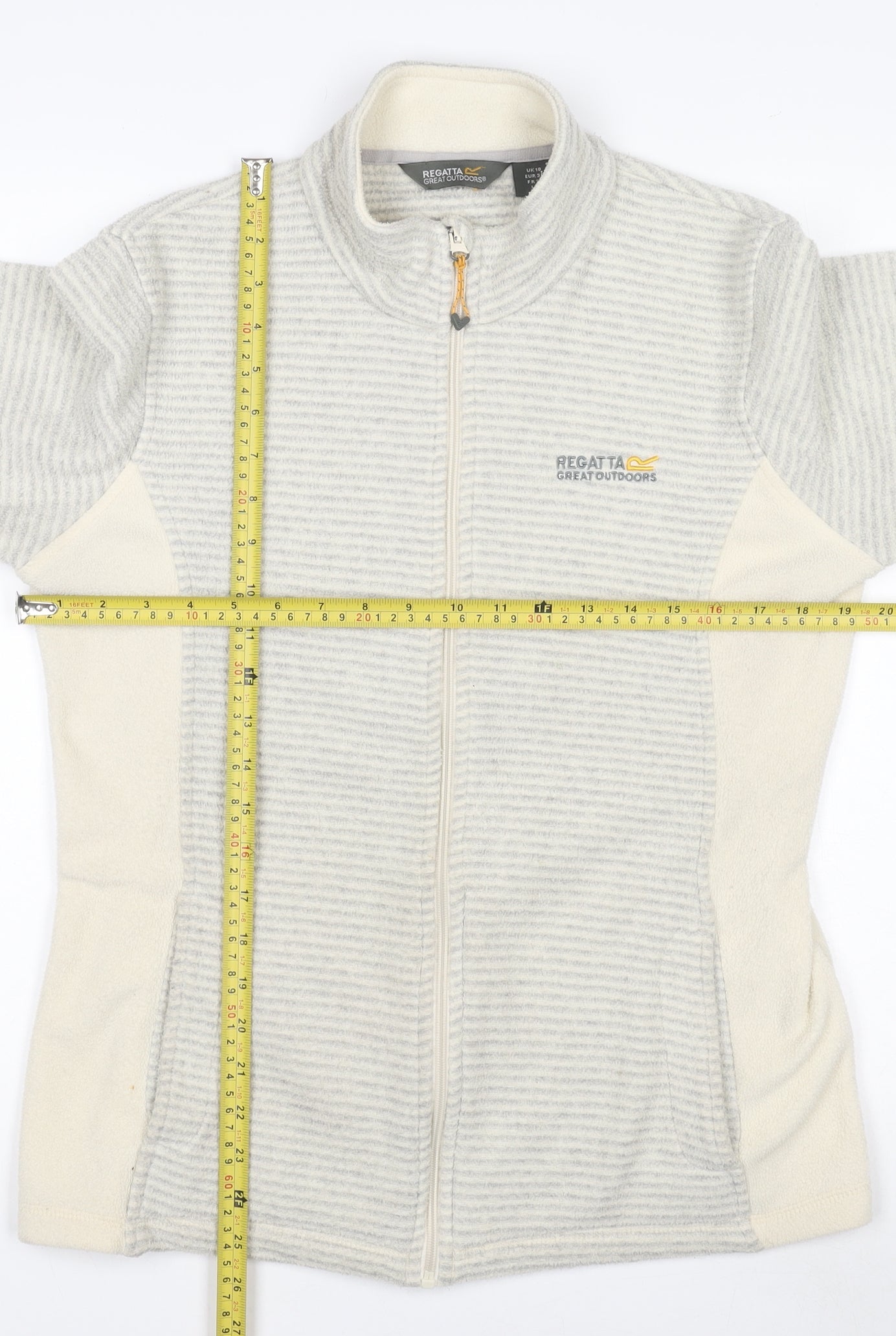 Regatta Womens Grey Striped Fleece Jacket UK10 Full Zip Outdoor Layer