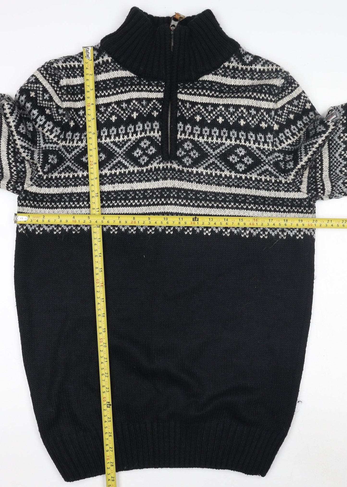 Superdry Men's Black L 1/2 Zip Nordic Knit Jumper