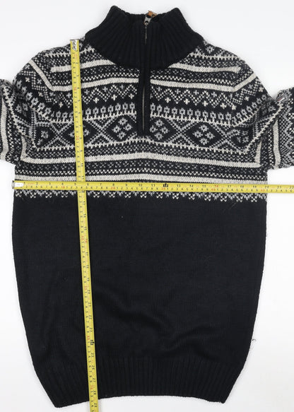 Superdry Men's Black L 1/2 Zip Nordic Knit Jumper