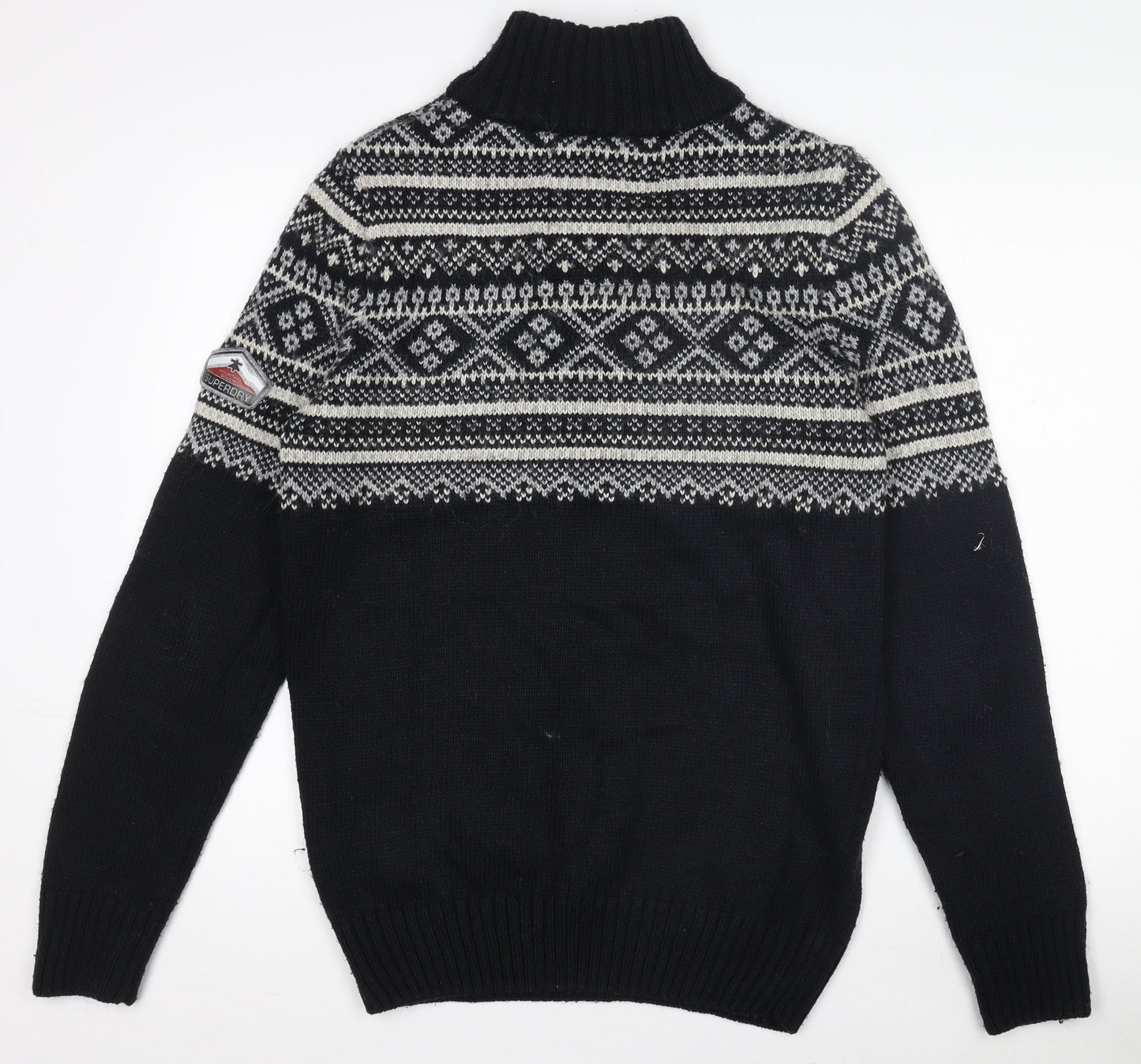 Superdry Men's Black L 1/2 Zip Nordic Knit Jumper