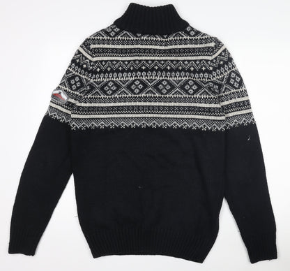 Superdry Men's Black L 1/2 Zip Nordic Knit Jumper