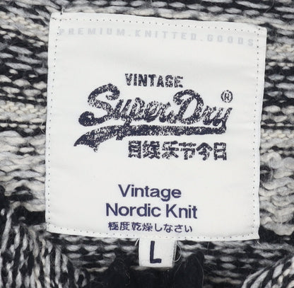 Superdry Men's Black L 1/2 Zip Nordic Knit Jumper