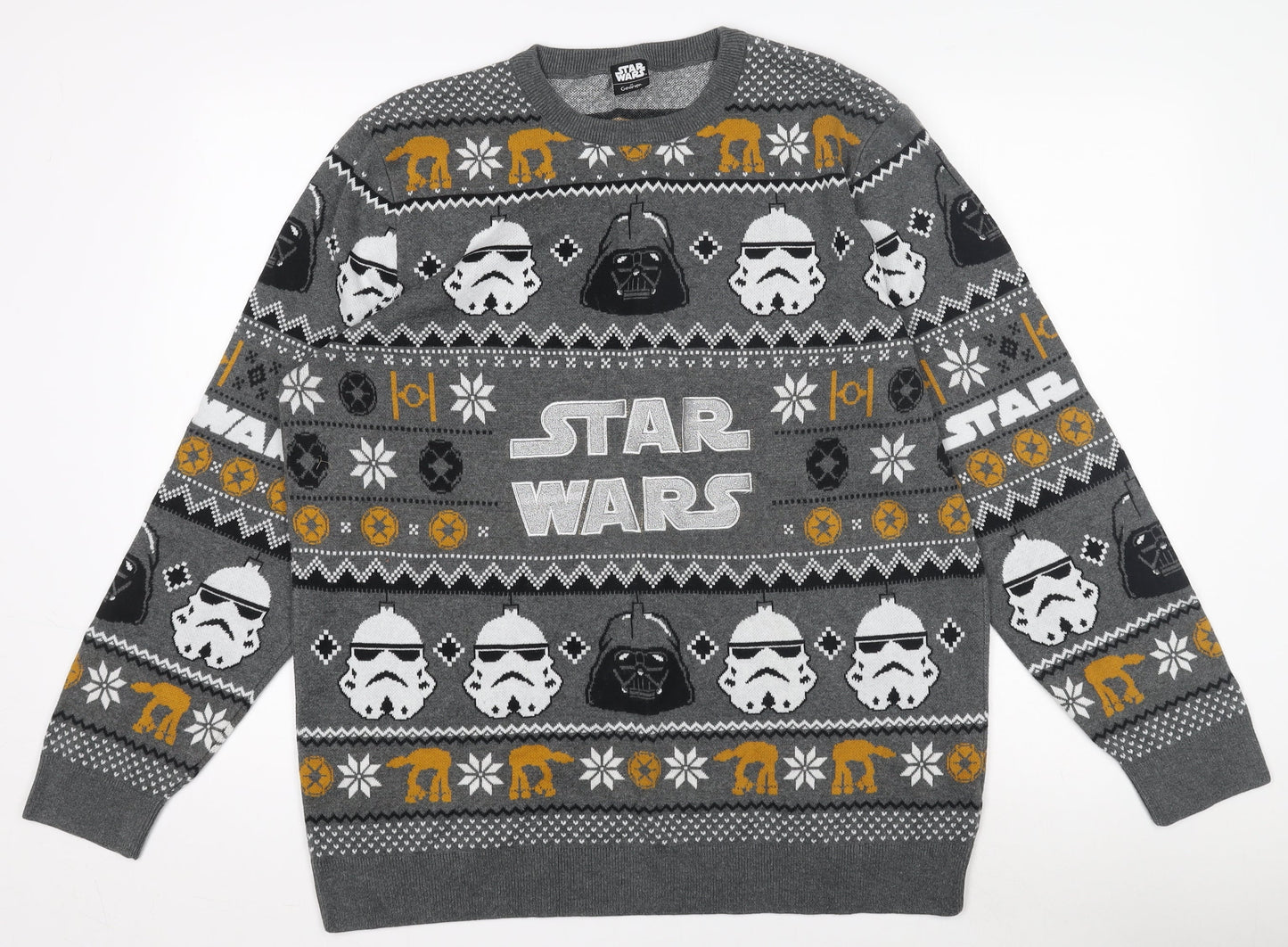 George Star Wars Grey Men’s L Pullover Christmas Jumper
