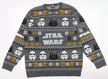 George Star Wars Grey Men’s L Pullover Christmas Jumper