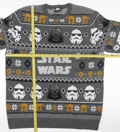 George Star Wars Grey Men’s L Pullover Christmas Jumper