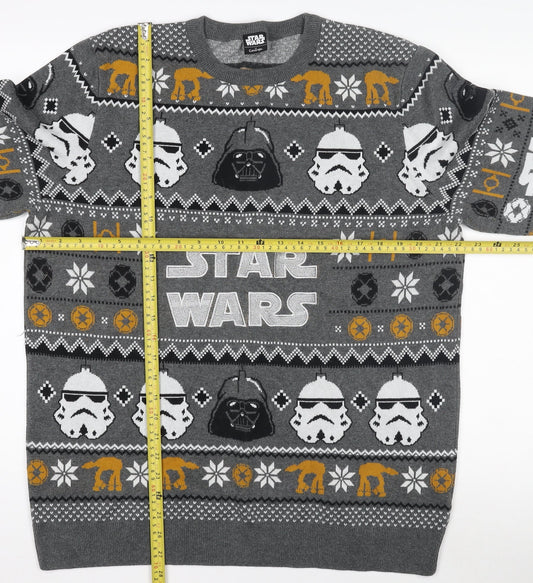 George Star Wars Grey Men’s L Pullover Christmas Jumper