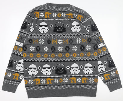 George Star Wars Grey Men’s L Pullover Christmas Jumper