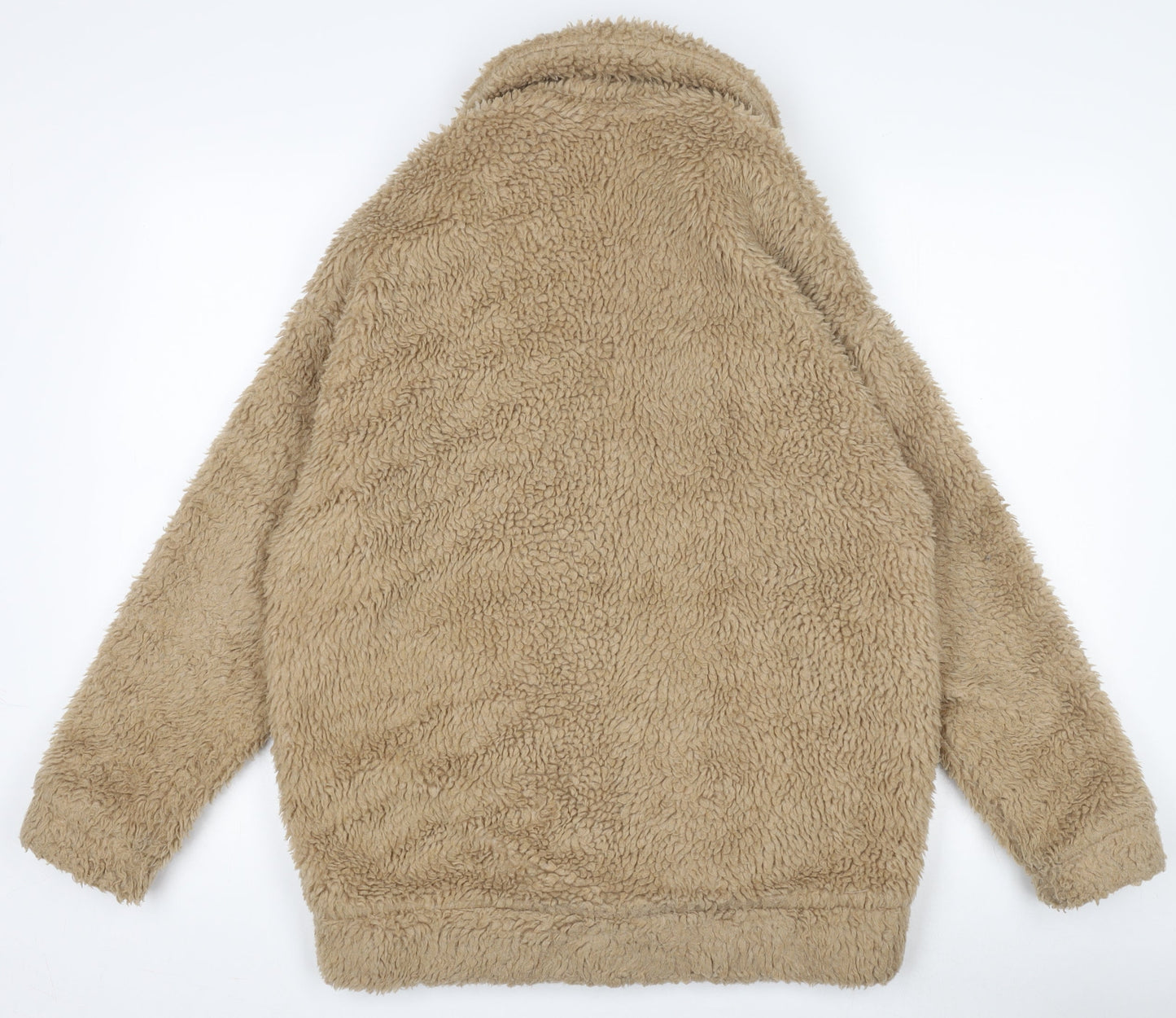 New Look Women's Beige Faux Fur Bomber Jacket Size 6