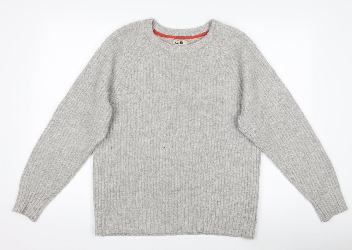 Aubin Men's Grey Lambswool Crew Neck Jumper Size L