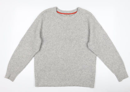 Aubin Men's Grey Lambswool Crew Neck Jumper Size L