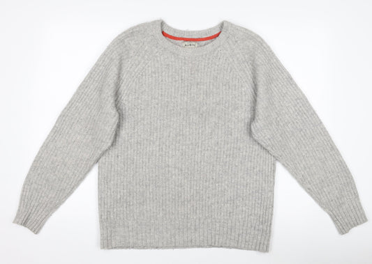 Aubin Men's Grey Lambswool Crew Neck Jumper Size L