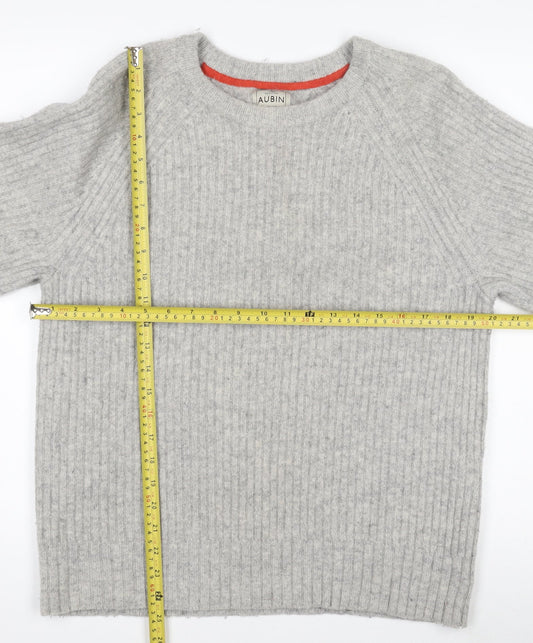 Aubin Men's Grey Lambswool Crew Neck Jumper Size L