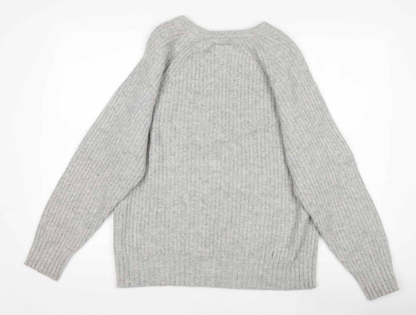 Aubin Men's Grey Lambswool Crew Neck Jumper Size L