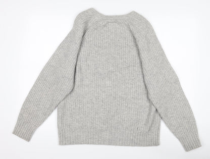 Aubin Men's Grey Lambswool Crew Neck Jumper Size L