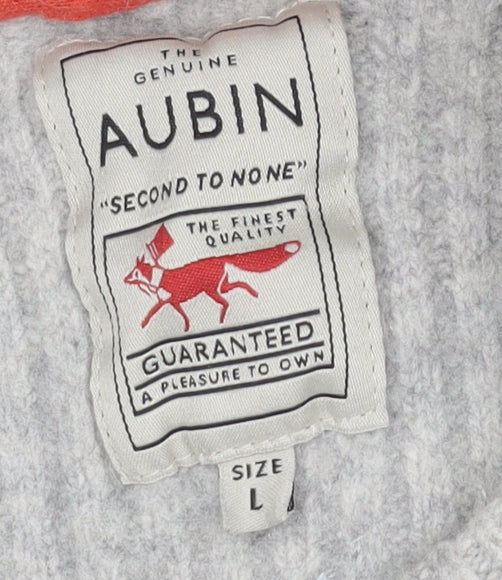 Aubin Men's Grey Lambswool Crew Neck Jumper Size L