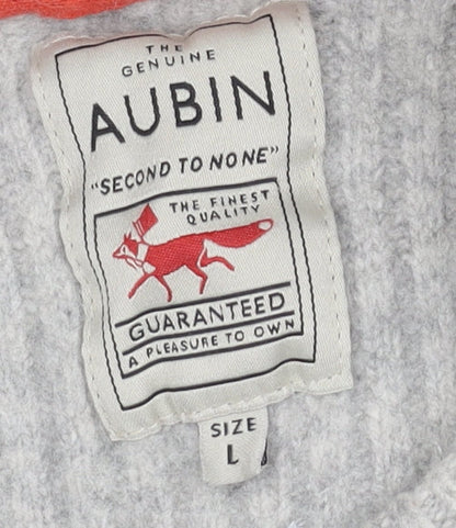 Aubin Men's Grey Lambswool Crew Neck Jumper Size L