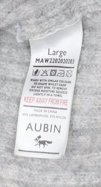 Aubin Men's Grey Lambswool Crew Neck Jumper Size L