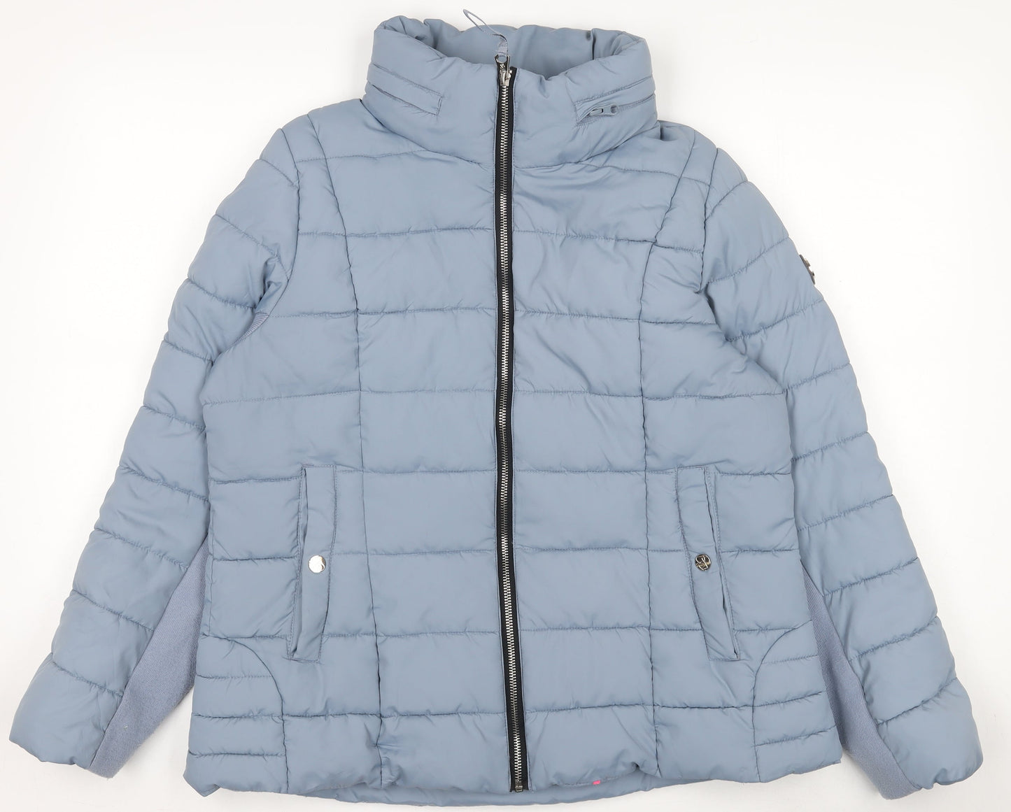 Jessica Simpson Womens Blue Puffer Jacket Size L Quilted Winter Coat