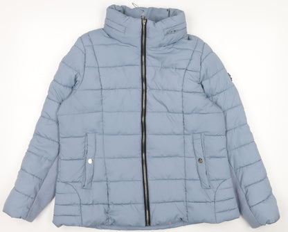 Jessica Simpson Womens Blue Puffer Jacket Size L Quilted Winter Coat