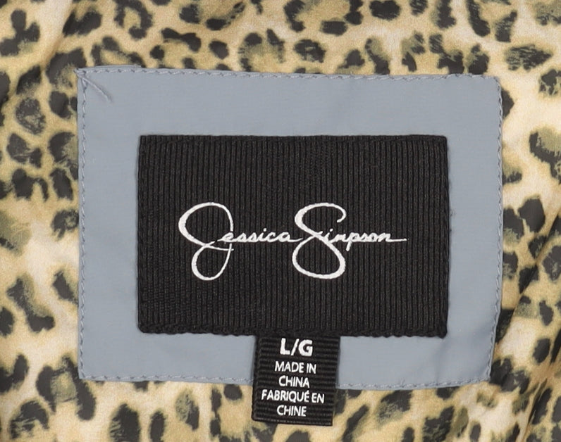 Jessica Simpson Womens Blue Puffer Jacket Size L Quilted Winter Coat