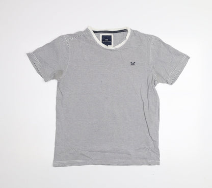 Crew Clothing Company Men's Blue Striped Cotton T-Shirt Size S