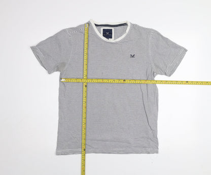 Crew Clothing Company Men's Blue Striped Cotton T-Shirt Size S