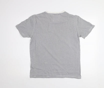 Crew Clothing Company Men's Blue Striped Cotton T-Shirt Size S