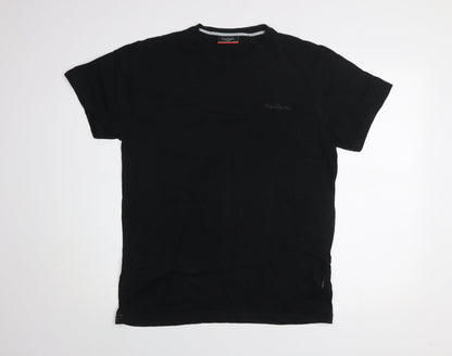 Pierre Cardin Men's Black Cotton Crew Neck Short Sleeve T-Shirt Size L