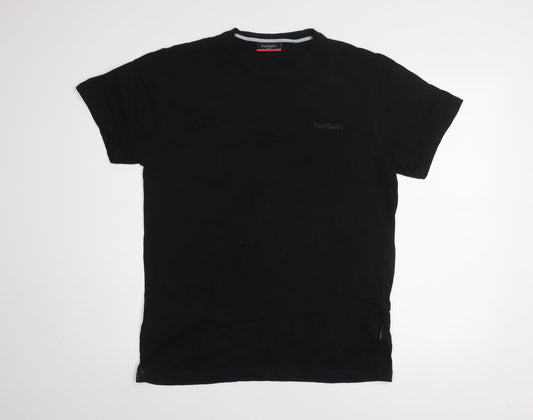 Pierre Cardin Men's Black Cotton Crew Neck Short Sleeve T-Shirt Size L