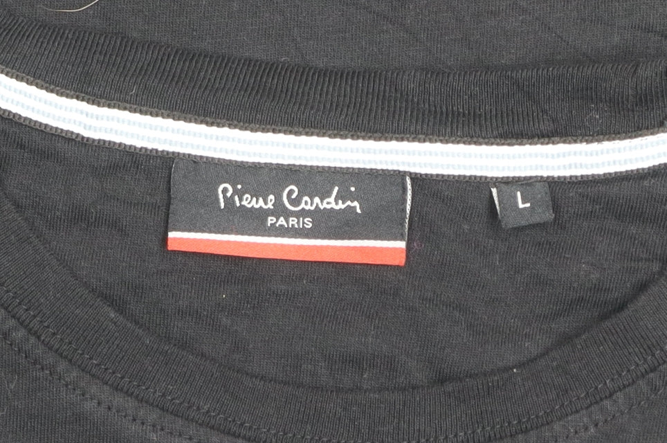 Pierre Cardin Men's Black Cotton Crew Neck Short Sleeve T-Shirt Size L