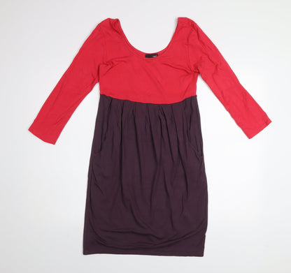 Next Women’s Red & Purple Jersey Colourblock Knee Length Dress Size 12