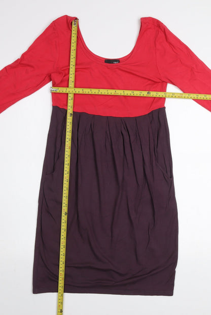 Next Women’s Red & Purple Jersey Colourblock Knee Length Dress Size 12