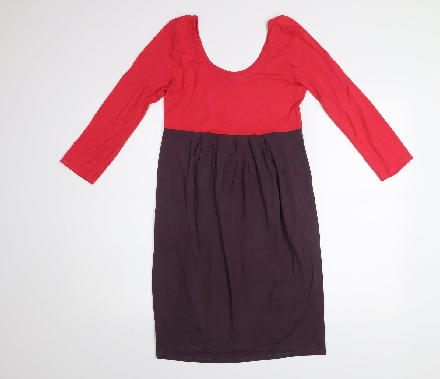 Next Women’s Red & Purple Jersey Colourblock Knee Length Dress Size 12