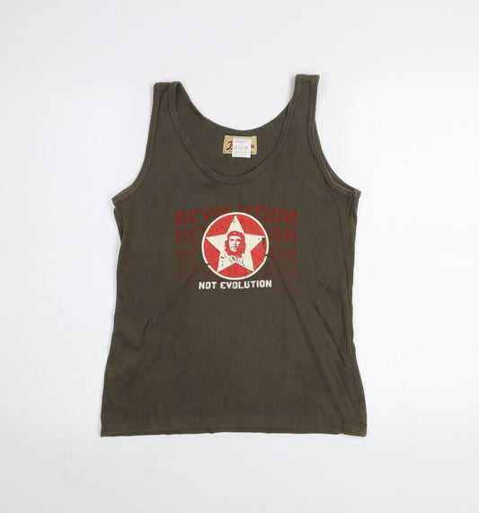 Joe Browns Women’s Green Tank Top Medium Cotton Graphic Print