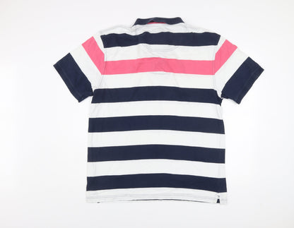 Raging Bull Men's Multicoloured 2XL Striped Cotton Polo Shirt