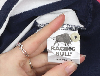 Raging Bull Men's Multicoloured 2XL Striped Cotton Polo Shirt