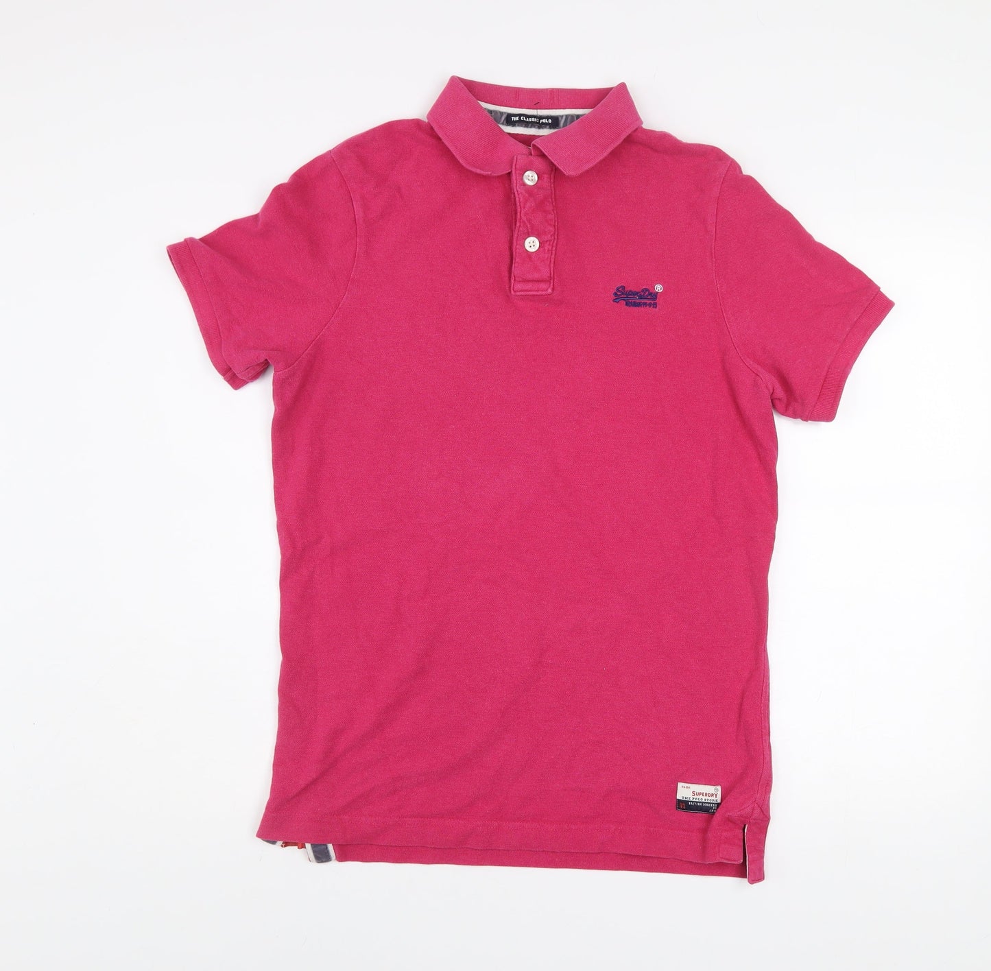 Superdry Men's Pink Classic Polo Shirt Size L Cotton Short Sleeve