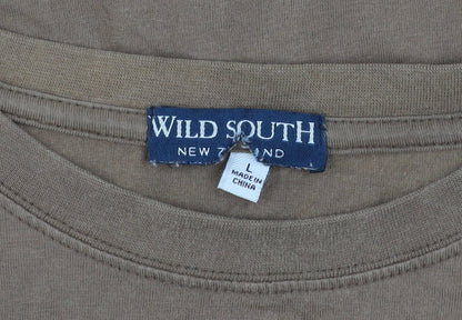 Wild South Men's Brown Graphic Cotton T-Shirt Size L Animal Print