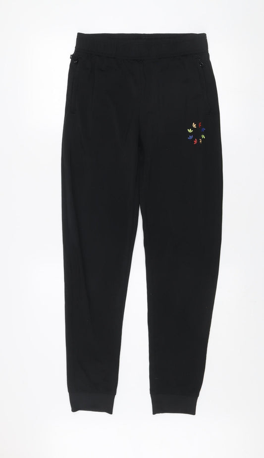 Adidas Boys Black 15-16 Years Jogger Activewear Trousers with Pockets