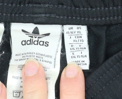 Adidas Boys Black 15-16 Years Jogger Activewear Trousers with Pockets