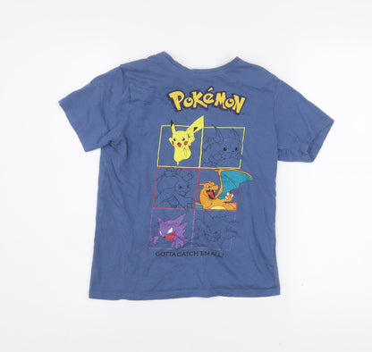 Primark Boys Blue Pokémon Graphic T-Shirt 9-10 Years Pikachu Charizard Gengar