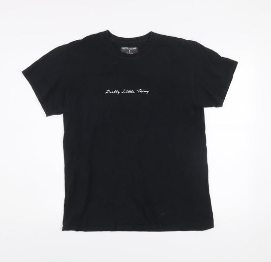 PrettyLittleThing Womens Black Cotton Basic T-Shirt Size S