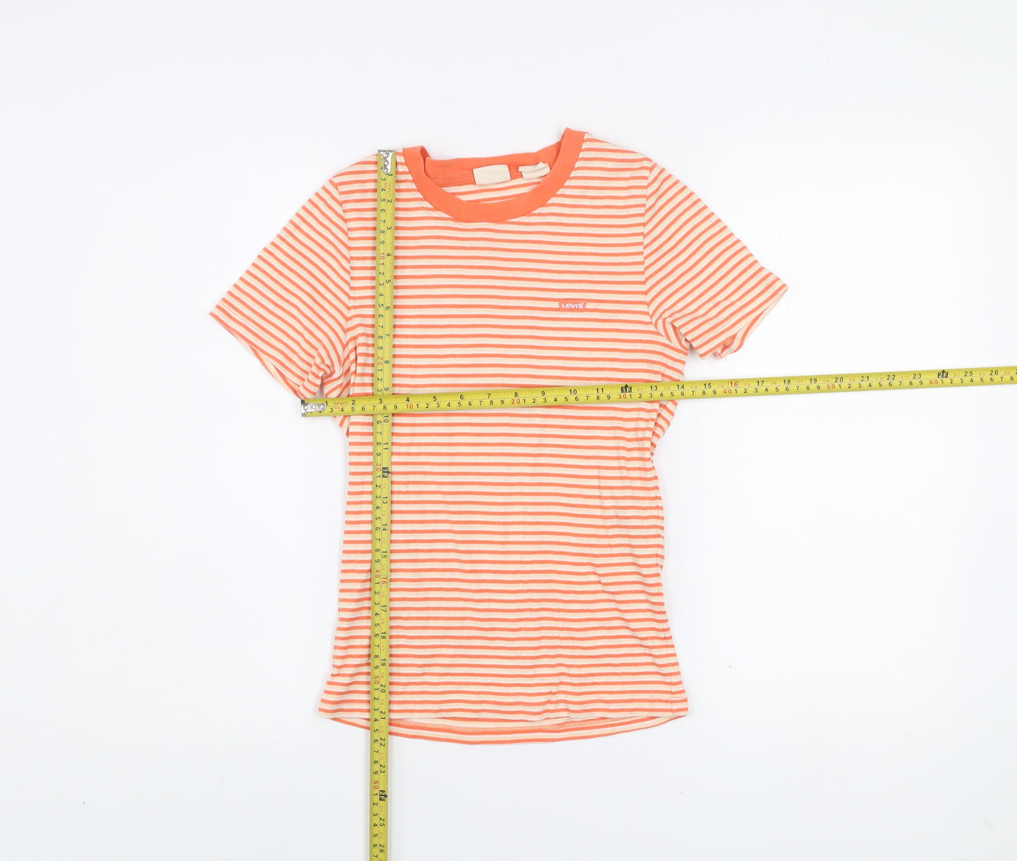 Levi's Women's Orange Striped Ringer Cotton T-Shirt Size S