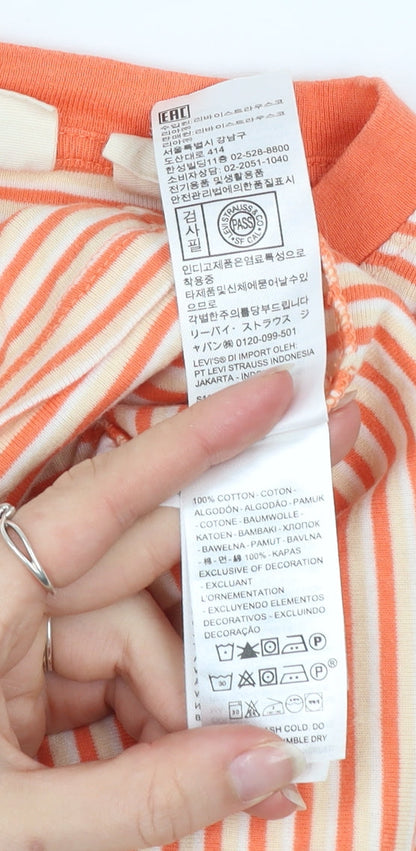 Levi's Women's Orange Striped Ringer Cotton T-Shirt Size S